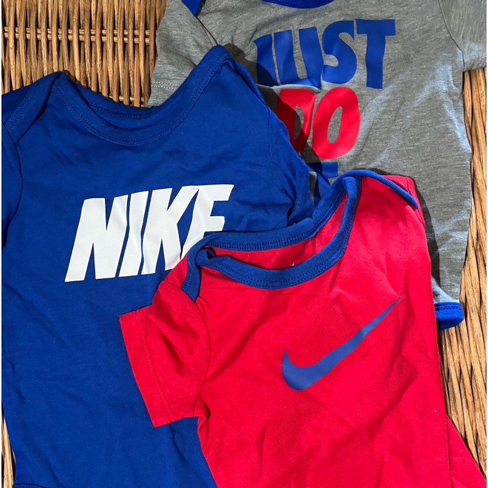 Triple Threat Tuesday w/NIKE rompers in a 3-set but each different. NWT Red/Blue